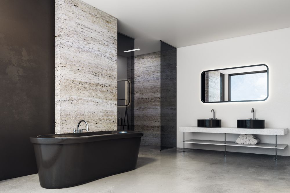 salle de bain noir meuble